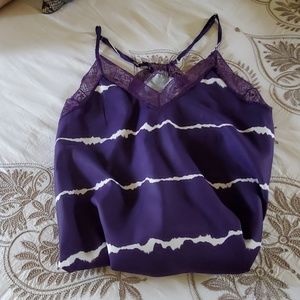 Purple and white satin tank / camisole